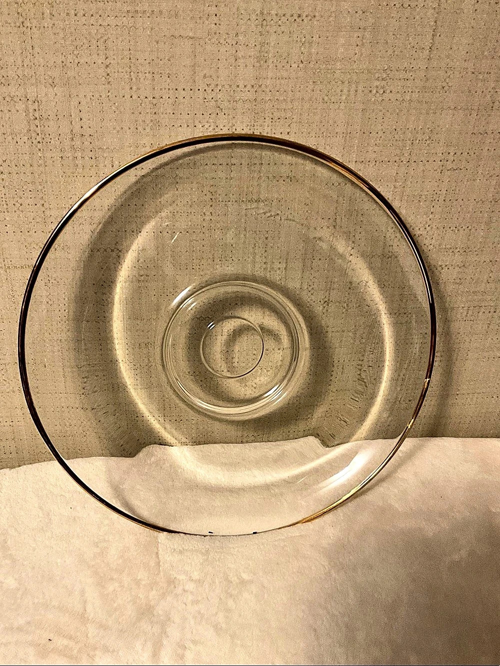 Clear Glass Dinner Plate with Gold Rim